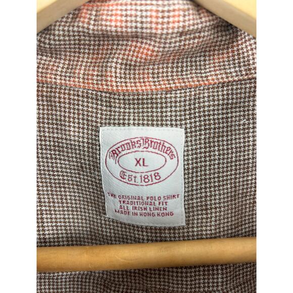 Brooks Brothers XL Irish Linen Houndstooth Short Sleeve  Traditional Fit - Picture 9 of 9
